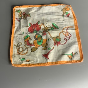 Francuska chusteczka vintage w kształcie kota i myszy z kreskówkową grafiką