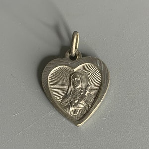 French vintage pendant religious jewelry St Therese medal