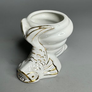 French vintage ceramic Foëcy  fish design vase souvenir