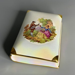 Vintage Porzellan viktorianischer Stil Schnickschnack Schmuckdose Buchdesign