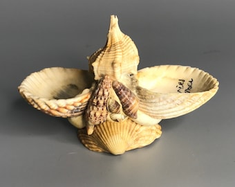French vintage shell salt and pepper open dish souvenir from St Maries de la  Mer