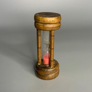French vintage wooden and plastic hourglass decoration