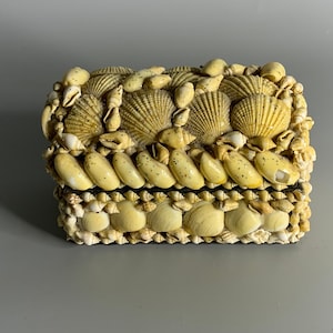 vintage seashell knick knack box jewelry box Beach shells decor