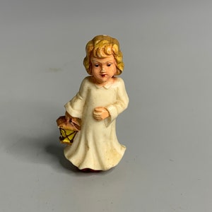 French vintage angel small figurine girl holding lantern design cake décor