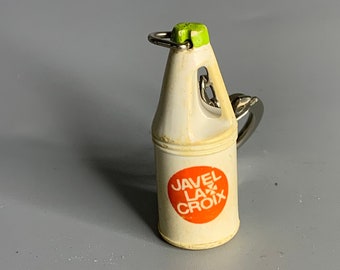 French vintage keychain holder Bleach  Javel La Croix bottle design