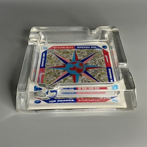 French rare vintage glass ashtray advertising Air France airlines