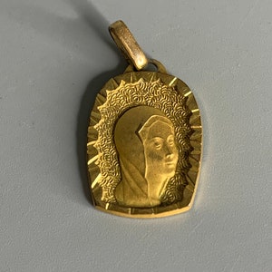 French religious medal vintage Virgin Mary  small medallion pendant religious decoration medal