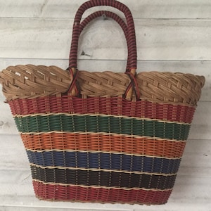 french vintage basket weaver shopping basket  1960&#39;s style bohemian style bag hand bag wicker basket