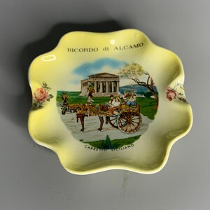 French ashtray vintage ceramic ashtray Ricordo di Alcamo Valley of the temple Sicily