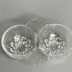 French vintage glass open salt and pepper dish