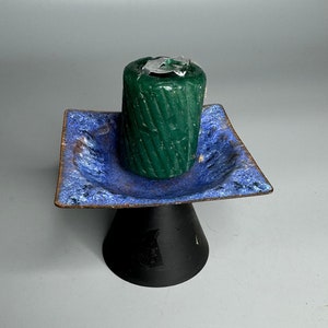 Vintage Kerzenhalter leichte Toleware Dekoration blaue Farbe