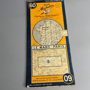 Francuska zabytkowa mapa Michelin 60 Le Mans-Paryż numer 09