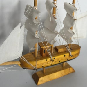 French vintage sailboat nautical deco curious cabinet deco wood bateau de collection