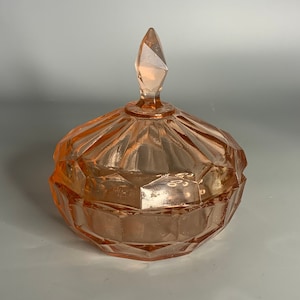 French vintage glass sugar bowl with lid dish decoration kitchen decor