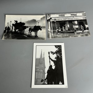 Français vintage Paris cartes postales noir et blanc ensemble de 3 assortiment Paris sous l’inondation des eaux 1910 Le Sacré Coeur - Chevaux de ramassage des ordures de Paris