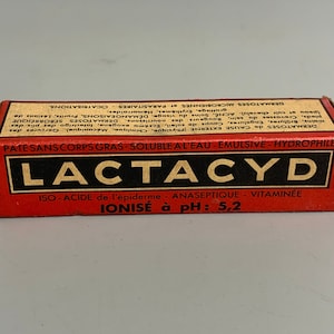 Caja de cartón medicinal vacía vintage francesa Lactacyd