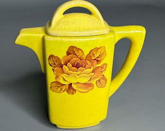 Jarra pequeña vintage de cerámica con diseño floral, amarilla, n.° 8, para crema