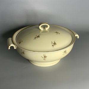 French tureen vintage Limoges porcelain big soup dish flower design
