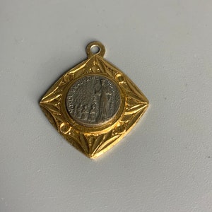French vintage pendant Notre Dame de Beauvoir religious jewelry medal