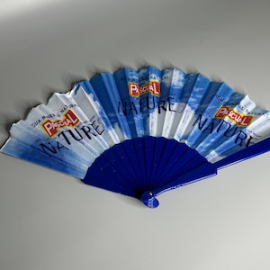 Vintage hand fan advertising Pascual - aqua naturel cloth and plastic