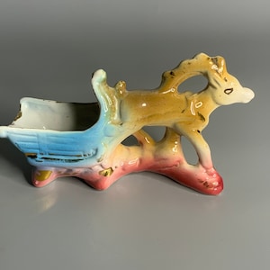 French vintage ceramic pottery raindeer design Christmas decoration