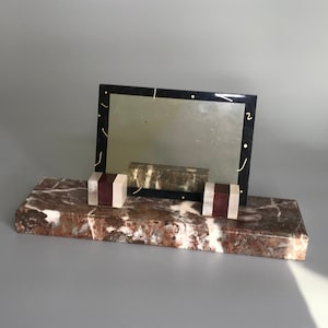 French vintage marble business card or photo holder for office desk paperweight