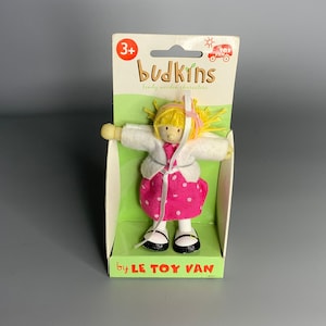 English  vintage doll toy Budkins in box Bendy wooden characters  le Toy Van