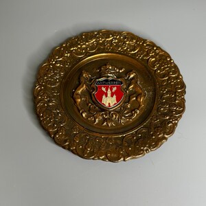 vintage copper plate decorative plaque Antwerpen Antwerp belgium souvenir