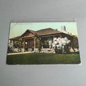 Französische Vintage Postkarte - A California Log Cabin Home