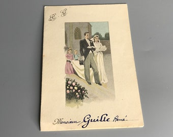 French vintage wedding menu from 1950s table decor