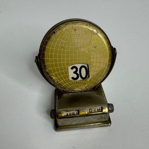 Français vintage calendrier perpétuel bureau décoration globe design carte du monde