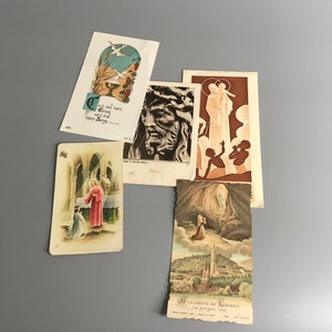 French vintage religious set of 5 images Catholic souvenir communion