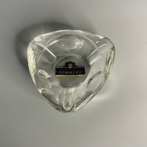 French vintage glass ashtray advertising Champagne Pommery Reims souvenir winery