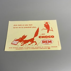 Choco vintage francese REM Reims Le renard et le corbeau carta assorbente per pubblicità biscotto REM buvard