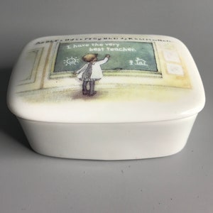 Vintage Knick Knack  box ceramic pottery I have the very best teacher trinket box
