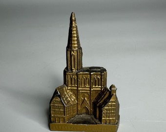 French vintage Cathedral  souvenir brass Strasbourg desk decoration religious church