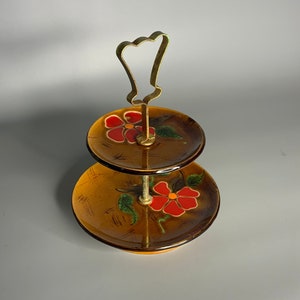 French vintage ceramic pottery flower design small dish Poet Laval pottery