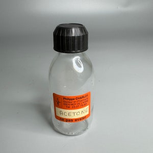 Piccola bottiglia medica in vetro vintage francese Acetone - medicina farmaceutica