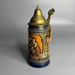 German vintage stein mug West Germany glazed ceramic pottery and brass Gerz original mug beer mug souvenir