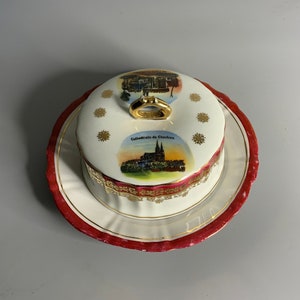 French vintage butter dish German porcelain souvenir de Chartres