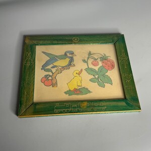 フランスのヴィンテージ木製額縁、子供向けの絵のデザイン、子供用壁