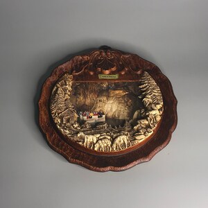 French vintage wall plate hanging decoration Grottes de Betharram souvenir resin plate collectible caves