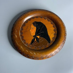 Corsia French vintage carved wood wall hanging decoration by Olivier  souvenir Corse Ajaccio