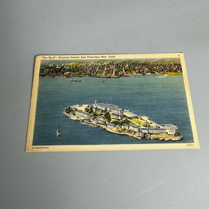 Französische Vintage Postkarte "The Rock" Insel Alcatraz - San Francisco Bay Kalifornien