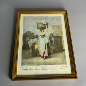 England lithography frame Art Deci style wall hanging Cries of London picture wood frame glass cover