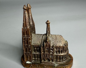 Cologne German vintage bronze color metal Dom Zu Koln souvenir cathedral - desk deco