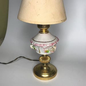 french table lamp porcelain flowers gold trims and shade brass boudoir lamp home lamp decor lampe de chevet vintage lamp