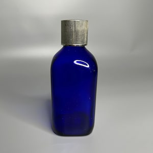 French vintage empty bottle collectible glass blue