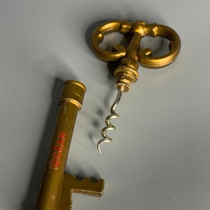 French vintage corkscrew bottle opener brass color resin key design