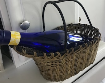 french  wicker rattan wine  bottle holder wine accessories bar ware drink ware kitchen home decor father day gift weaver basket